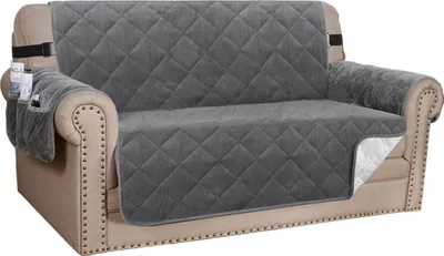 Produktbild von Sofabezug Dicke Samt Sessel Stretch rutschfeste Sofa Überwürfe Sofahusse Schutz vor Haustier Katze Hunde Sofa überwurf Couch überzug für Sofa（2-Seater Sofa，Grau）