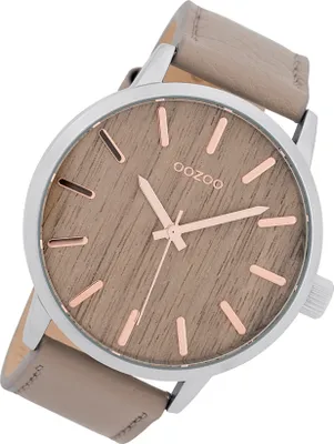 Produktbild von Oozoo Armbanduhr grau Leder Timepieces Herren Analog-Quarzuhr UOC9257