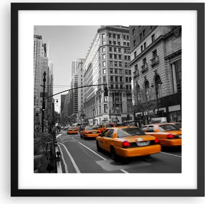 Produktbild von Gerahmtes Poster - Schwarzer Rahmen - Amerika New York City Straße - 40x40 cm - Wand Bild - Wanddeko - Wandbilder - Wandposter - Bilderrahmen - Bilder - Kunstdruck - Wandbild - P2BAC40x40-0445