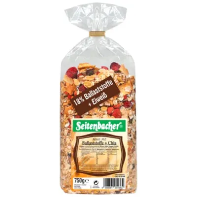Produktbild von Seitenbacher Müsli Ballaststoff und Frucht I ohne zugesetzten Zucker I ohne zugesetztes Fett I (1 x 750 g)