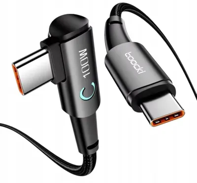 Produktbild von Toocki USB-C Kabel 100W 90 Grad Schnellladung 1m