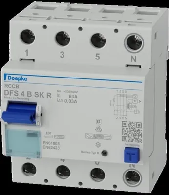 Produktbild von DOEPKE DFS4 063-4/0,03-B SK FI-Schalter 4pol.63A0,03ATypB SK Nrechts (9144988)