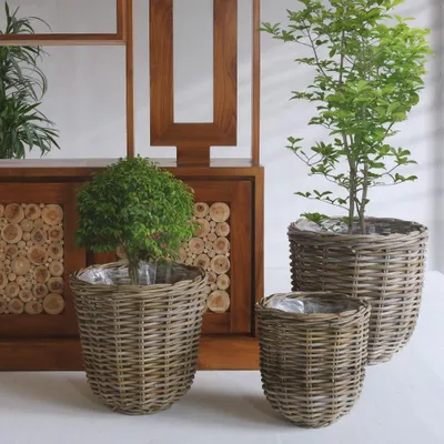 Produktbild von Natur Rattan Pflanzkorb BORKUM Kubu Grey ca.40cm Pflanztopf