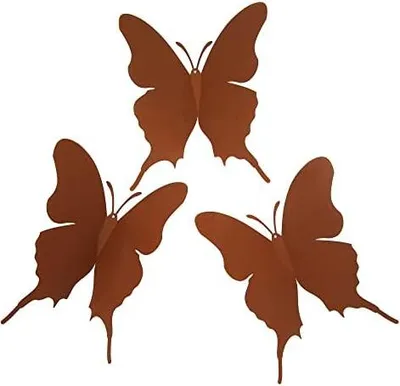 Produktbild von UNUS Garden Deko Schmetterlinge Rost 3er Set, Gartendeko zum Aufhängen in Edelrost Rostoptik aus Metall, Rost Deko für Garten, Terrasse und Balkon