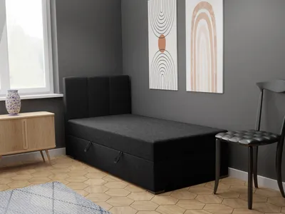 Produktbild von FEDVE Boxspringbett Einzelbett GANDIA MINI BASIC mit Bettkästen Jugendbett mit Bonell-Matratze 100x200 Rechts