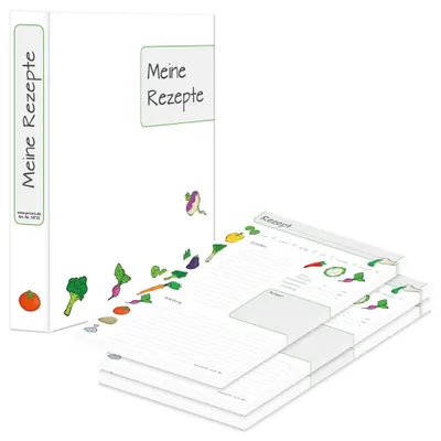 Rezeptordner mit 3 Rezeptblöcken "Querbeet", A4, 75 Blatt