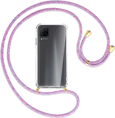 Produktbild von Handykette Backcover-Schutzhülle mit Band (Metall goldfarben) für Huawei P40 lite - lila/rosa/blau