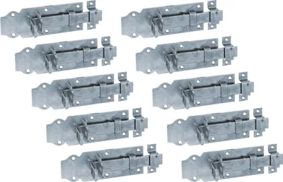 Produktbild von Alberts 823429 Schlossriegel, gerade, mit flachem Griff und befestigter Schlaufe, galvanisch blau verzinkt, Platte 140 x 52 mm, 10er Set