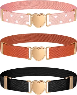 Produktbild von SATINIOR 3 Stück Mädchen Elastische Taillengürtel Kinder Gürtel Herzform Gürtel