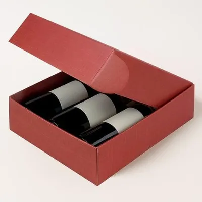 Zdjęcie produktu dla Pudełko Ozdobne Na Prezent K-883 na wino potrójne Bordowe