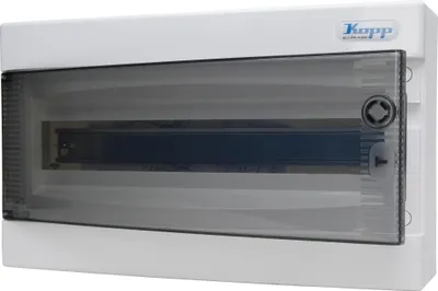 Produktbild von KOPP Aufputz-Verteilerkasten N18C, IP40, mit Tür, 1-reihig, 18 Pole