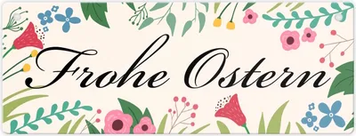Produktbild von Frohe Ostern mit Blumen Metallschild L in 10,5x28cm für die Osterzeit