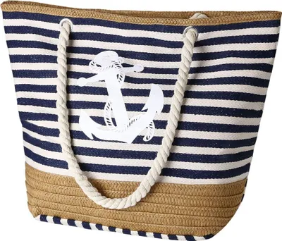 Produktbild von Große Strandtasche mit Reißverschluss und Innentasche Wasserdicht Strandtasche, Einkaufstasche Shopper für Damen, Schultertasche Einkaufstasche - Blau