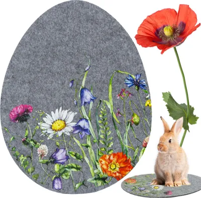 Produktbild von Filz Untersetz Osterdekoration 40x30.5 cm Motiv Eier mit hochwertiger Bedruckung Festliche Tischdekoration Dunkelgrau