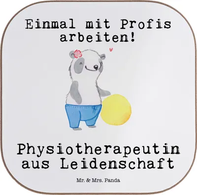 Produktbild von Mr. & Mrs. Panda Holzuntersetzer Physiotherapeutin Leidenschaft - Weiß - Geschenk, bieruntersetzer, Tischschoner, gläseruntersetzer, Untersetzer für Gläser, Coaster