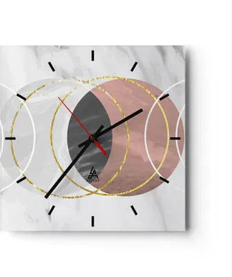 Produktbild von Wanduhr - Quadrat - Glasuhr - Abstraktion Formen Stück - 40x40cm - Schleichendes Uhrwerk - Lautlos - zum Aufhängen bereit - Dekoration Modern - Wanddekoration aus Glas - C3AC40x40-4935