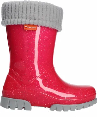 Obrázok produktu pre čižmy gumáky Demar Twister Lux G ružové neon s flitrami s vyberateľnou teplou vložkou 26/27