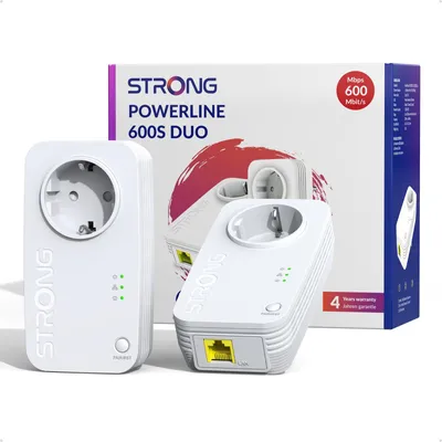 Productafbeelding van Strong Powerline 600S Duo, 600 Mbit/s, Type C, Gigabit Ethernet, HomePlug AV, wit, 74 mm
