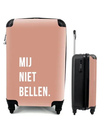 Produktbild von MuchoWow® Koffer Handgepäck Trolley Rollkoffer Kleine Reisekoffer mit 4 Rollen - Zitate - Sprichwörter - Ruf mich nicht an. - Rosa - Weiß - Cabin Size < 55x40x23 cm & 55x40x20 cm - Fotokoffer - Kabinenkoffer - Boardgepäck - Reise-Box - Reisekoffer - Reisegepäck - Koffer mit Bild - Trolley für Kinder
