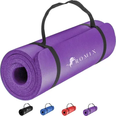Obrázok produktu pre Jógová podložka 180 x 60 cm, 10 mm, NBR pena, protišmyková, s taškou a popruhom, fialová, pre fitness