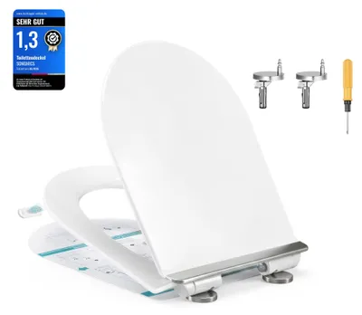 Produktbild von SONGMICS Toilettendeckel mit Absenkautomatik, Urea-Duroplast, lange D-Form – D-Form Lang