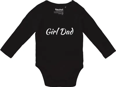 Produktbild von Huuraa Baby Body Girl Dad Schriftzug 80 Black  Baumwolle Fairtrade Langarmbody Geschenkidee