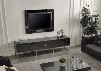 Produktbild von Stilvolles Graues Lowboard Designer RTV Holz TV-Schrank Moderne Möbel