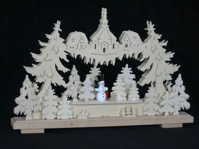 Produktbild von Schwibbogen mit Schneemann und Beleuchtung BxHxT 50x32x7cm NEU