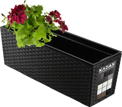 Zdjęcie produktu dla KADAX Doniczka Skrzynka Balkonowa + Wkład 19x56cm Czarna