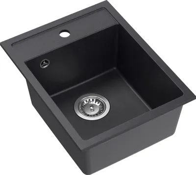 Obrázok produktu pre QUADRON Drez 1-drezový drez | Rozmery: 50 x 39 x 20,5 cm | JOHNNY 90 | Kuchynský drez Granitový drez z GraniteQ so sifónom | Čierna a oceľová farba
