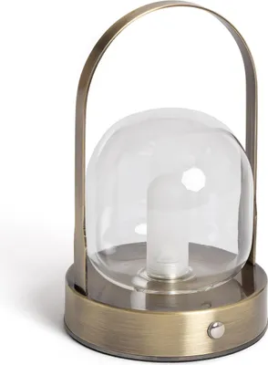 Produktbild von LED Tischlampe Tragbar mit wiederaufladbarem USB Akku Metall und Glas Olena Messing
