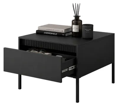 Produktbild von Kasinela - Couchtisch, 68x48x68h cm Schwarz, eine Schublade