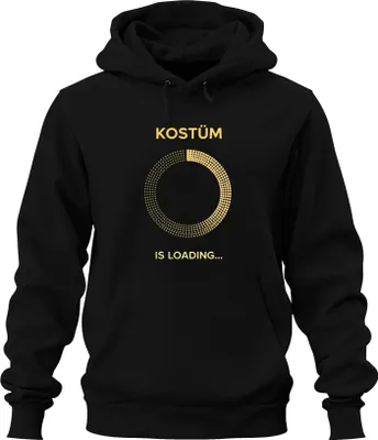 Produktbild von KOSTÜM IS LOADING Fasching Karneval Halloween Cosplay Geschenk Uni Hoodie Kapuzenpullover, Schwarz, M