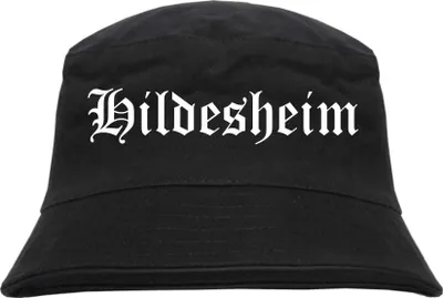 Produktbild von Hildesheim Fischerhut - Altdeutsch - bedruckt - Bucket Hat Anglerhut Hut Schwarz S/M
