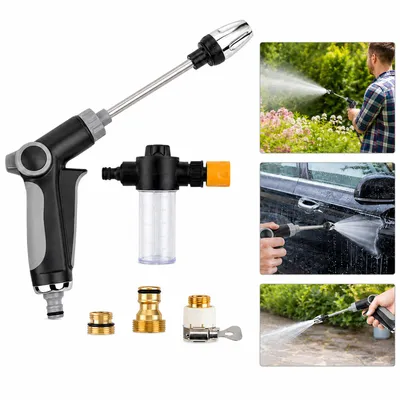 Produktbild von Hochdruckpistole für Gartenschlauch, verstellbar, langlebig, mit Schaumkanister & Metallanschlüssen