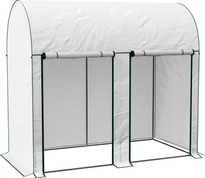 Image de Outsunny Serre de jardin PE, serre de balcon, bâche renforcée 140 g/m², châssis en acier, 2 portes zippées enroulables, pour légumes plantes fleurs, intérieur et extérieur, 200 x 100 x 178 cm, blanc