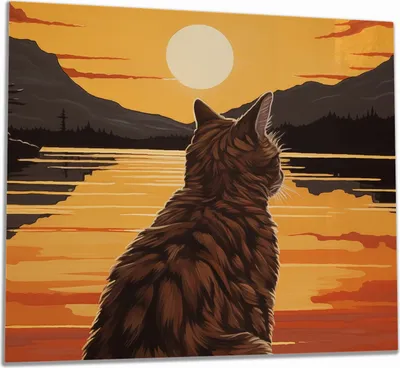 Produktbild von Wallario Herdabdeckplatte aus Glas, Größe 60 x 52 cm 1-teilig, Motiv Katzenstille im Sonnenuntergang
