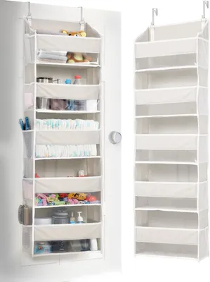 Produktbild von Tür-Organizer, 5 große Taschen, 10 Mesh-Taschen, 20 kg Tragkraft, Hängender Organizer für Schlafzimmer, Bad, Küche, Beige