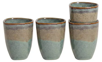 Zdjęcie produktu dla HOMLA Zestaw kubków KASLO bez ucha niebieskie z beżowym paskiem 0,2 l