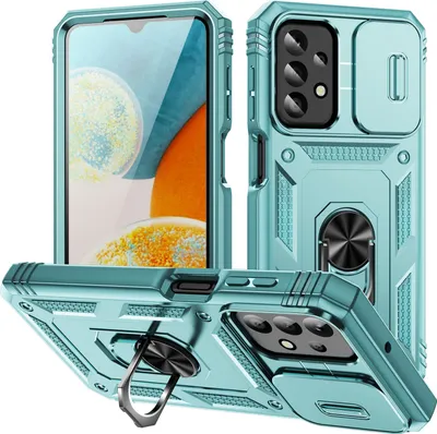 Produktbild von Galaxy A23 Hülle, Schiebe Kamera Schutz Stoßfest Schutzhülle mit Ringhalterung Ständer für Samsung Galaxy A23 5G/4G Grün