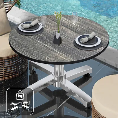 Produktbild von CPBC | Compact Loungetisch | Ø:H 60 x 42 cm | Rustikal Kiefer / Aluminium | Zusatzgewicht | Bistro Loungetisch Gastro Tisch