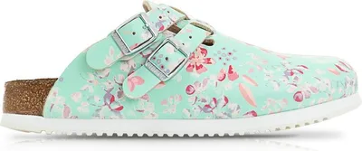 A single Birkenstock Kay SL Pantolette with a floral pattern.