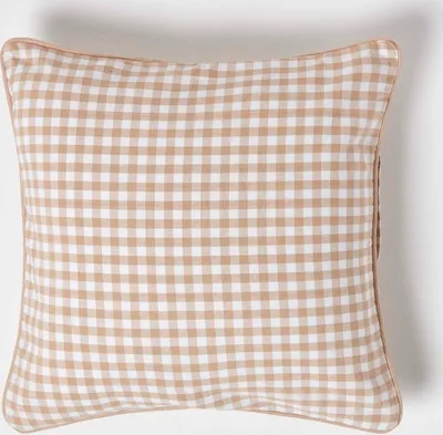 Produktbild von HOMESCAPES Gingham-Kissenbezug aus Baumwolle, 45 x 45 cm, beige