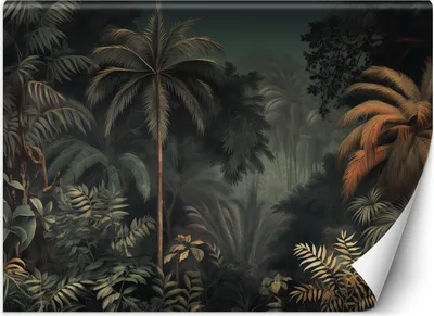 Produktbild von Vlies fototapete Tropischer Dschungel bei Nacht 350x245 cm Feeby Grün inkl. Kleber einfache Montage