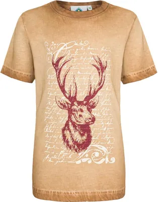 Produktbild von T-Shirt Kinder Hirsch hellbraun Trachtenshirt 128