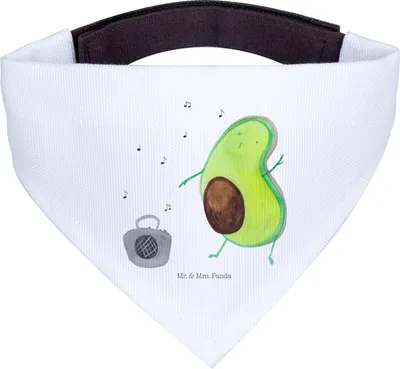 Produktbild von Mr. & Mrs. Panda Hundehalstuch L Avocado Tanzen - Weiß - Geschenk, Musik, Party, Hunde Halstuch, Hund, Singen, Bandana, Fröhlich, Tuch für