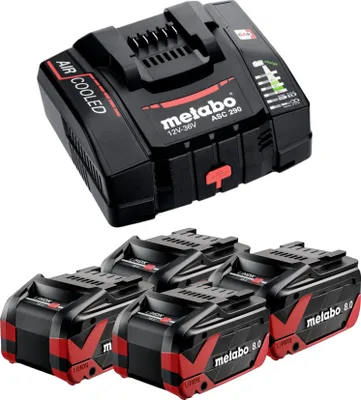 Obrázok produktu pre Základná sada 4x LiHDX akumulátor 18 V 8,0 Ah ( 4x 624975000 ) + nabíjačka ASC 290 ( 627370000 )