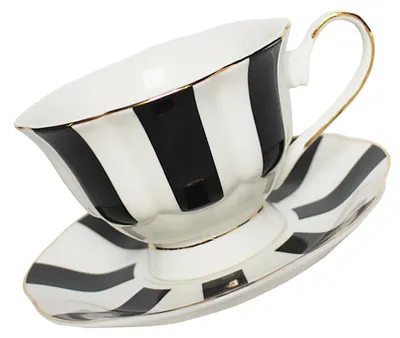 Kaffeetassen-Set mit Untertassen, Keramik, 300 ml, schwarz