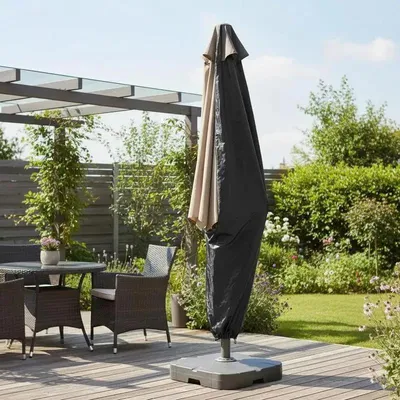 Image de Housse de protection pour parasol - Housse avec fermeture éclair - Housse en plastique PE imperméable - Pour parasols jusqu'à 175 cm - Noir
