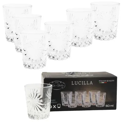 Zdjęcie produktu dla 6 kieliszków do shotów 50 ml - Eleganckie kieliszki do wódki, likieru, tequili - Można myć w zmywarce